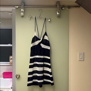 SHEIN dark purple and White Striped Swim Coverup NWOT